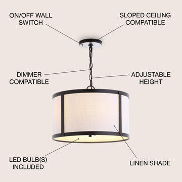 Thatcher 17" Metal LED Pendant Light - JONATHAN Y